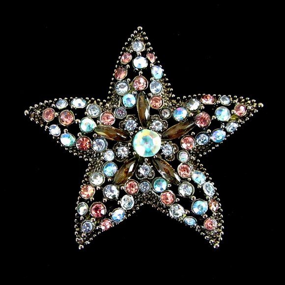 Large rhinestone starfish statement brooch - WOW! - Picture 1 of 7